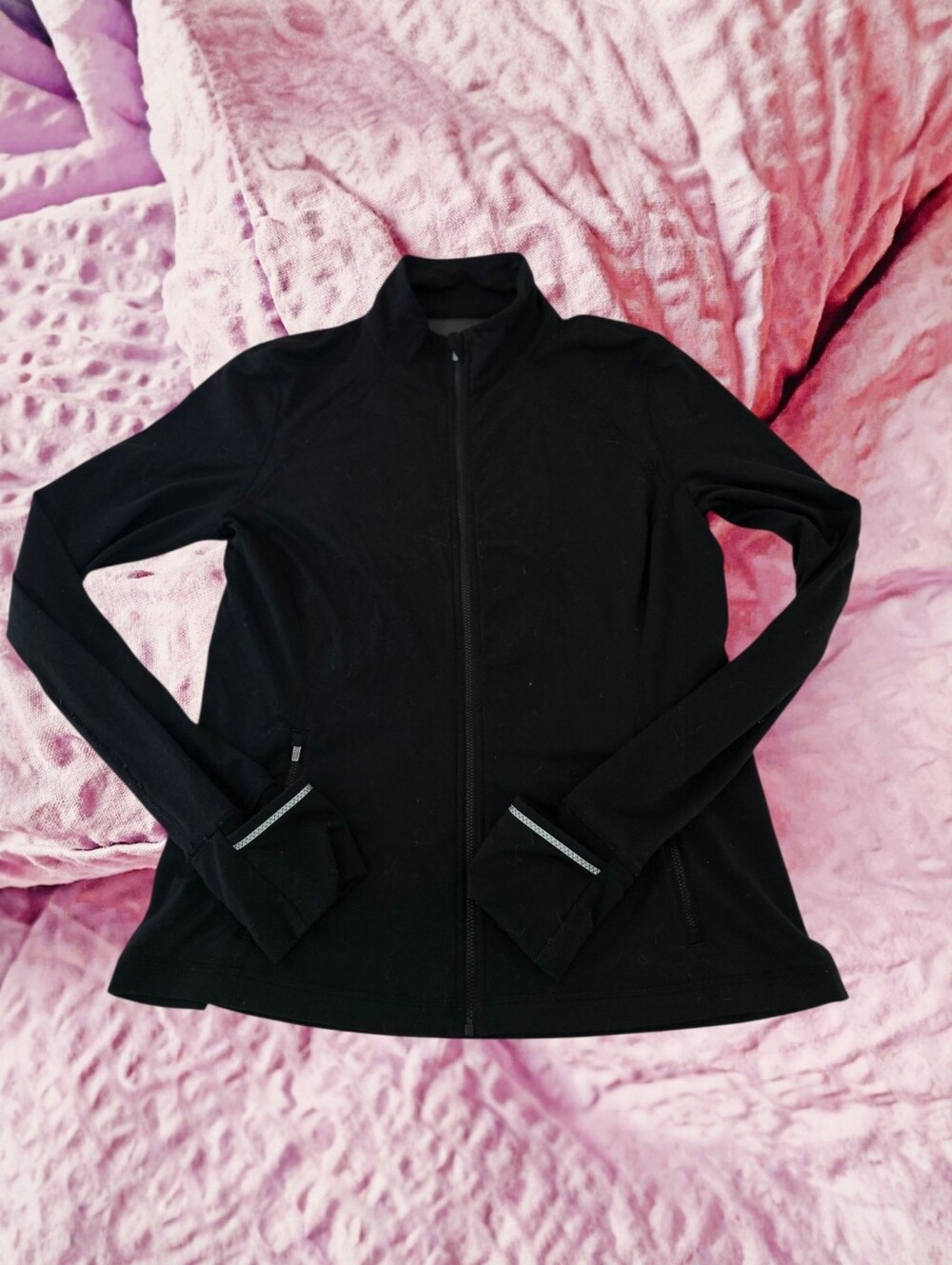 VICTORIA SPORT Black Full Zip Mesh Back Active Jacket Large